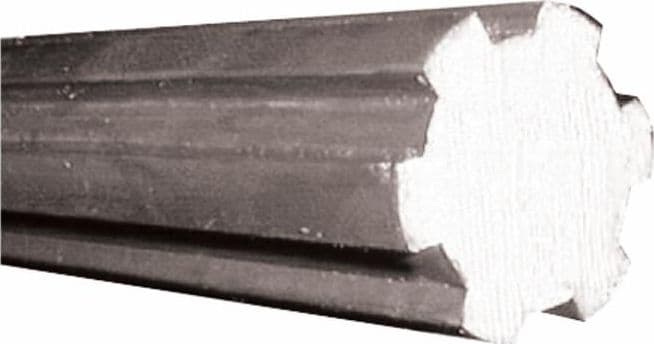 Barra scanalata con profilo interno 16x20x4mm con 6 scanalature e lunghezza 1 mt