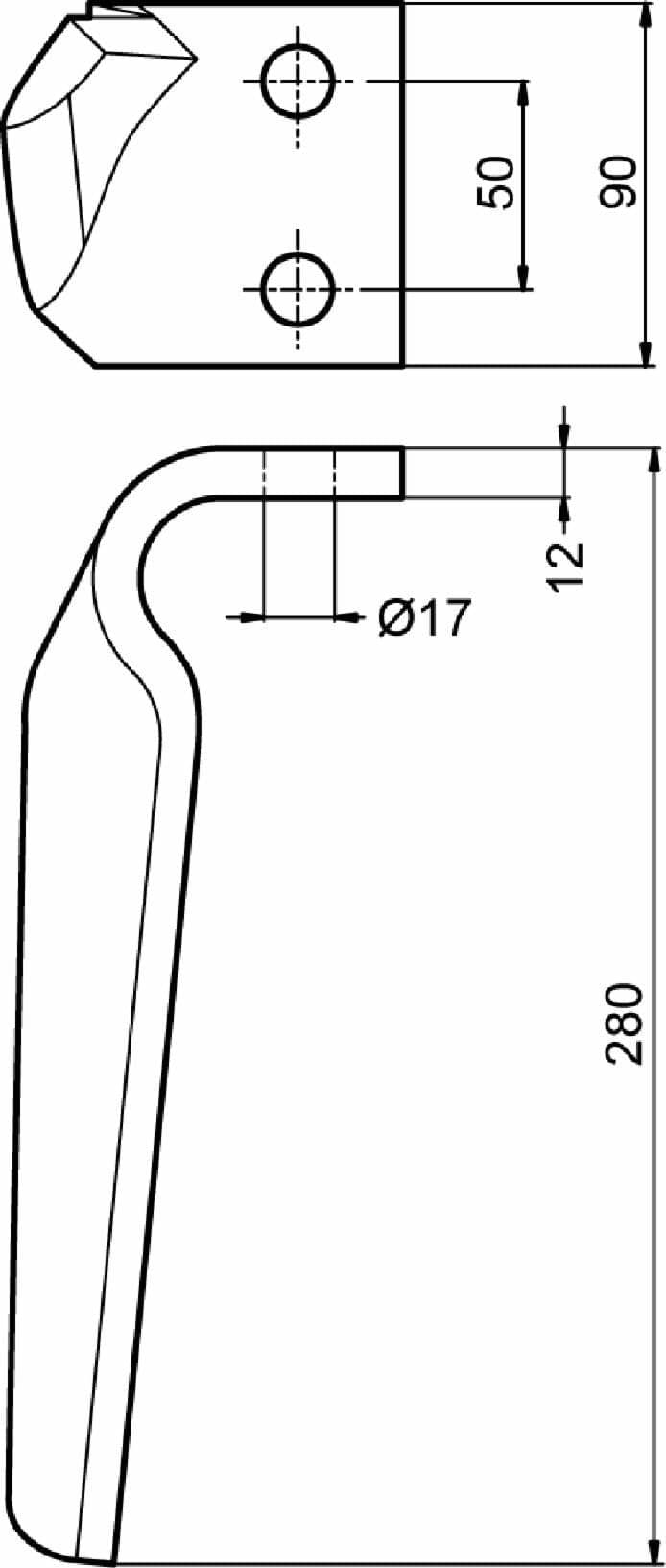 Dente sx per erpice lunghezza 280mm larghezza 90mm - 3