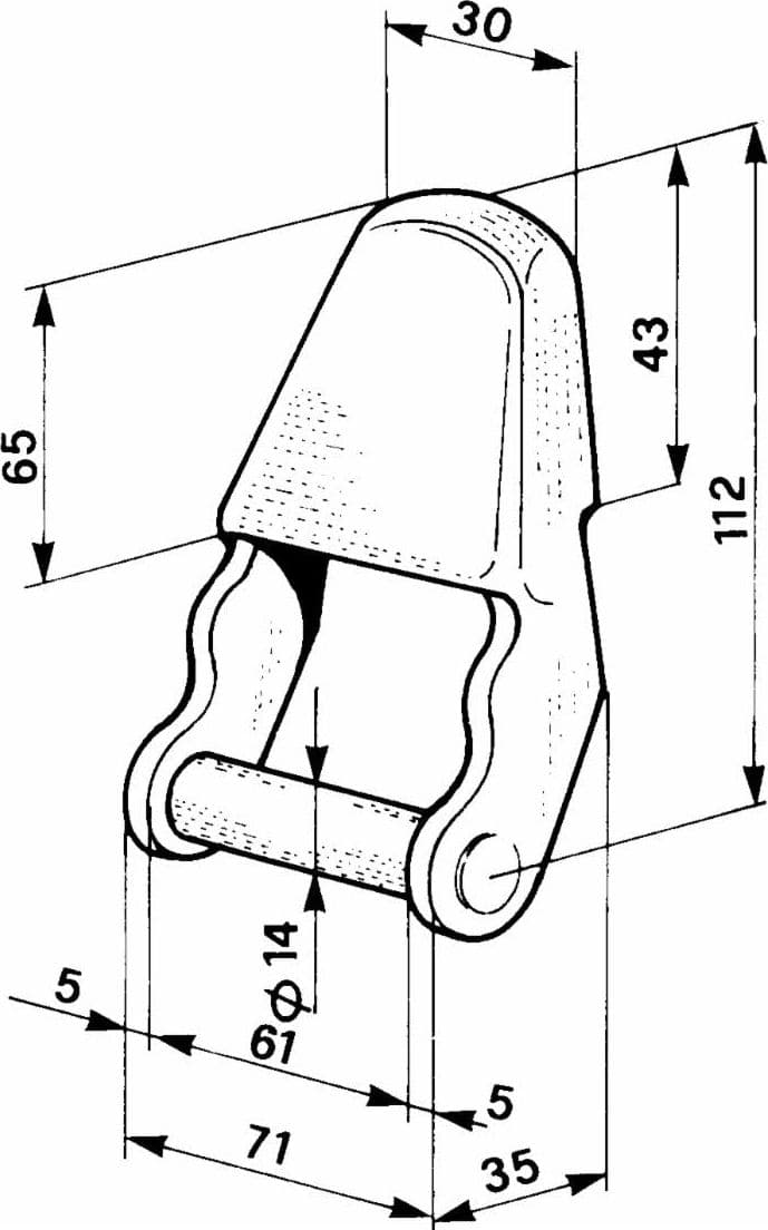 Cerniera con staffa corta Ø 14mm confezione da 3 pezzi - 2