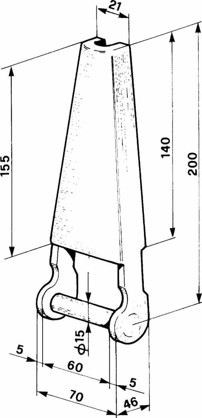 Cerniera con staffa lunga per rimorchio Ø 15mm - 2