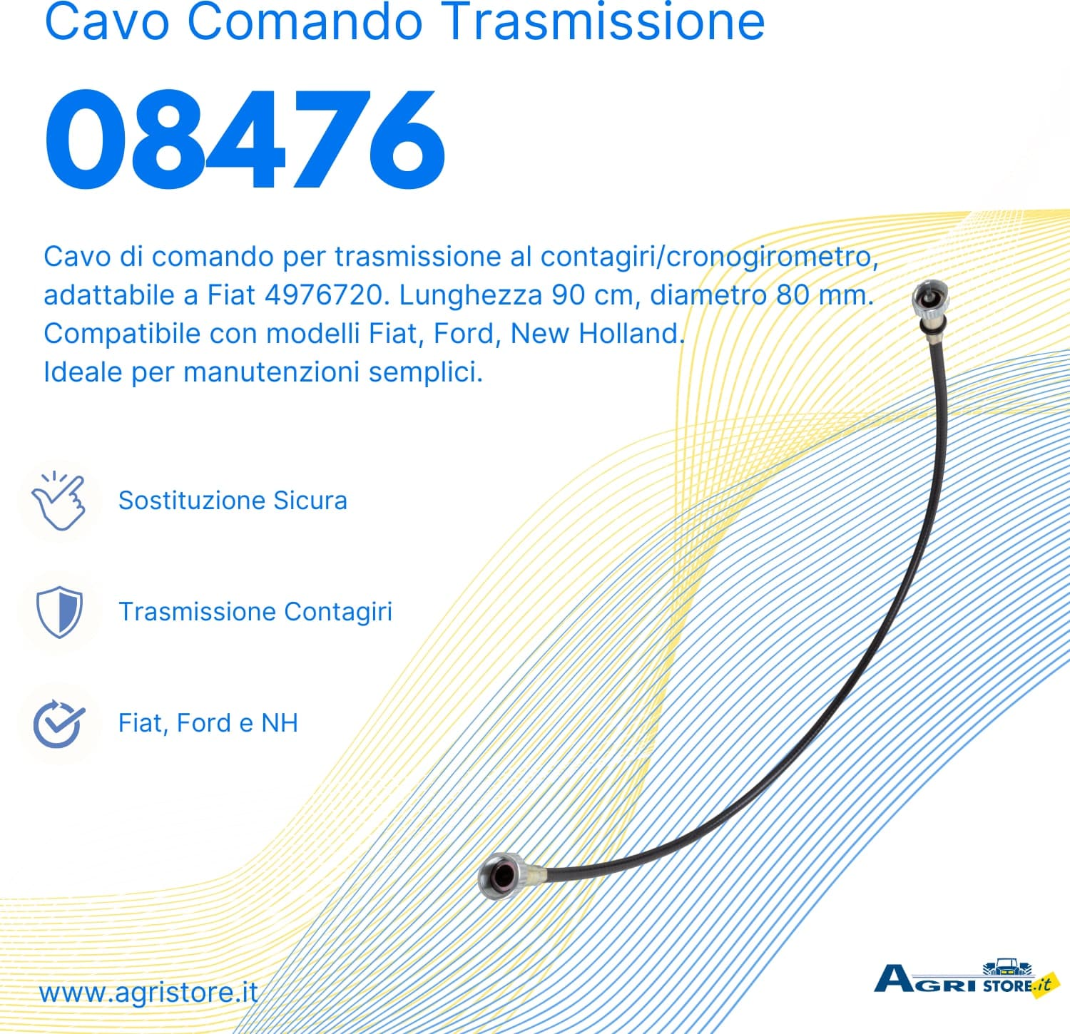 Cavo comando trasmissione cronogirometro a contagiri adattabile Fiat 4976720 - 6