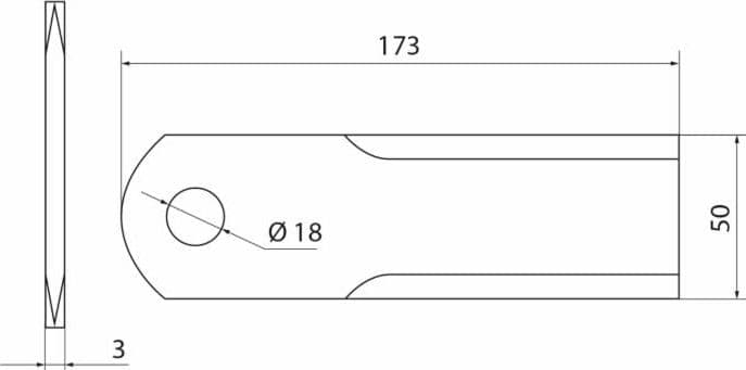 Coltello trinciapaglia con foro Ø 18mm lunghezza 173mm confezione da 3 pezzi - 8
