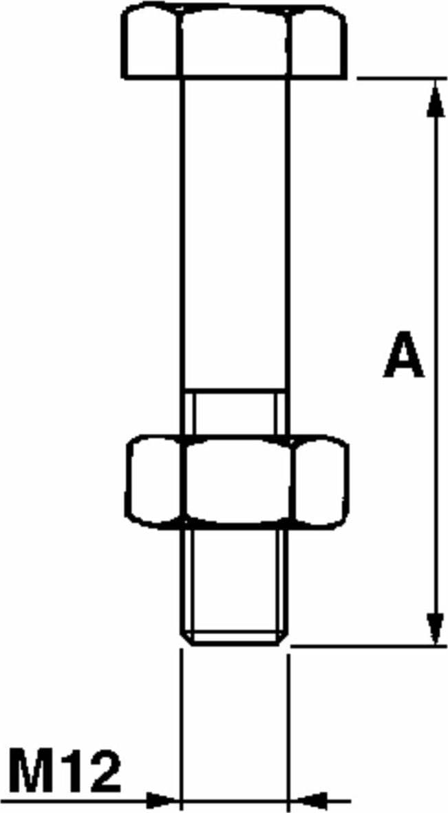 Bullone esagonale M12x80 per staffe confezione da 25 pezzi - 2