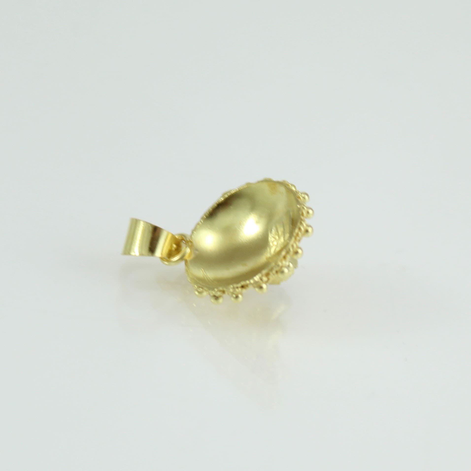 Pendente Bottone Sardo Oro Giallo e Pietra Rossa - 4