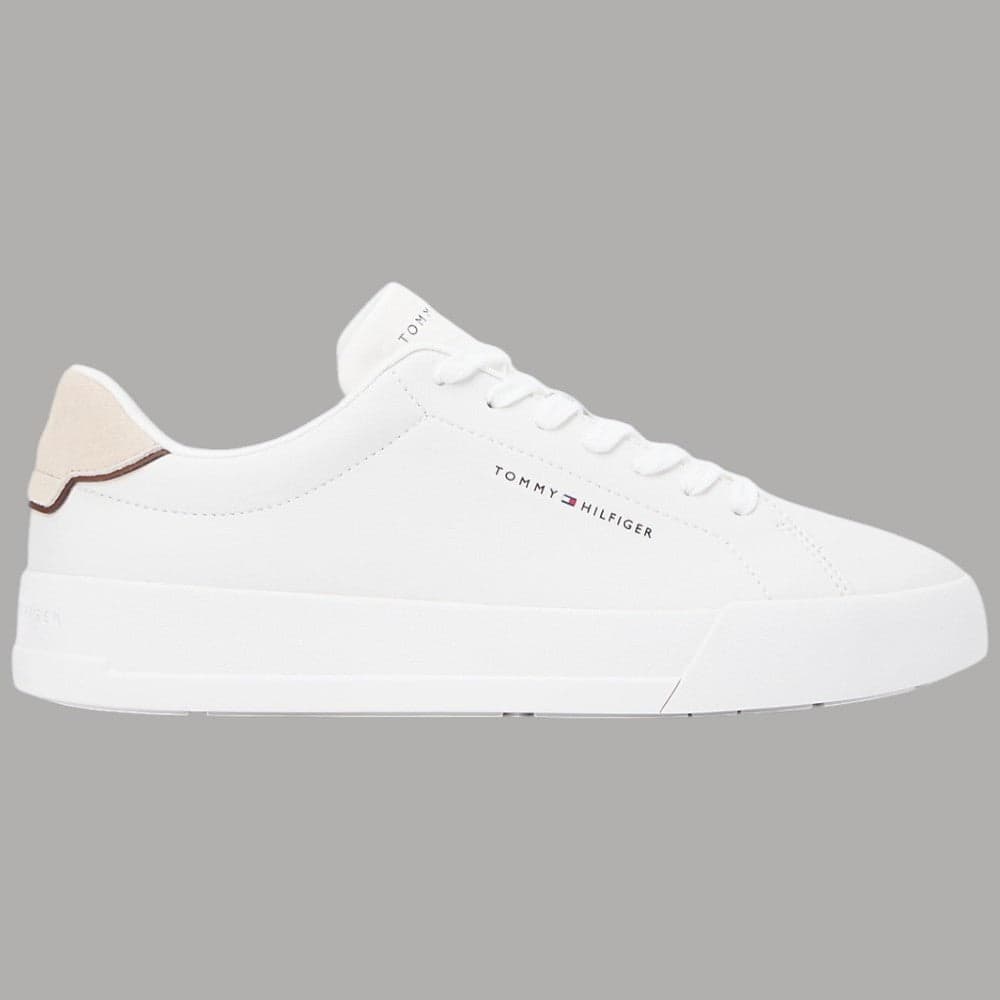 Sneakers in Pelle Bianche Scarpe Tommy Hilfiger con Dettaglio Beige - 8
