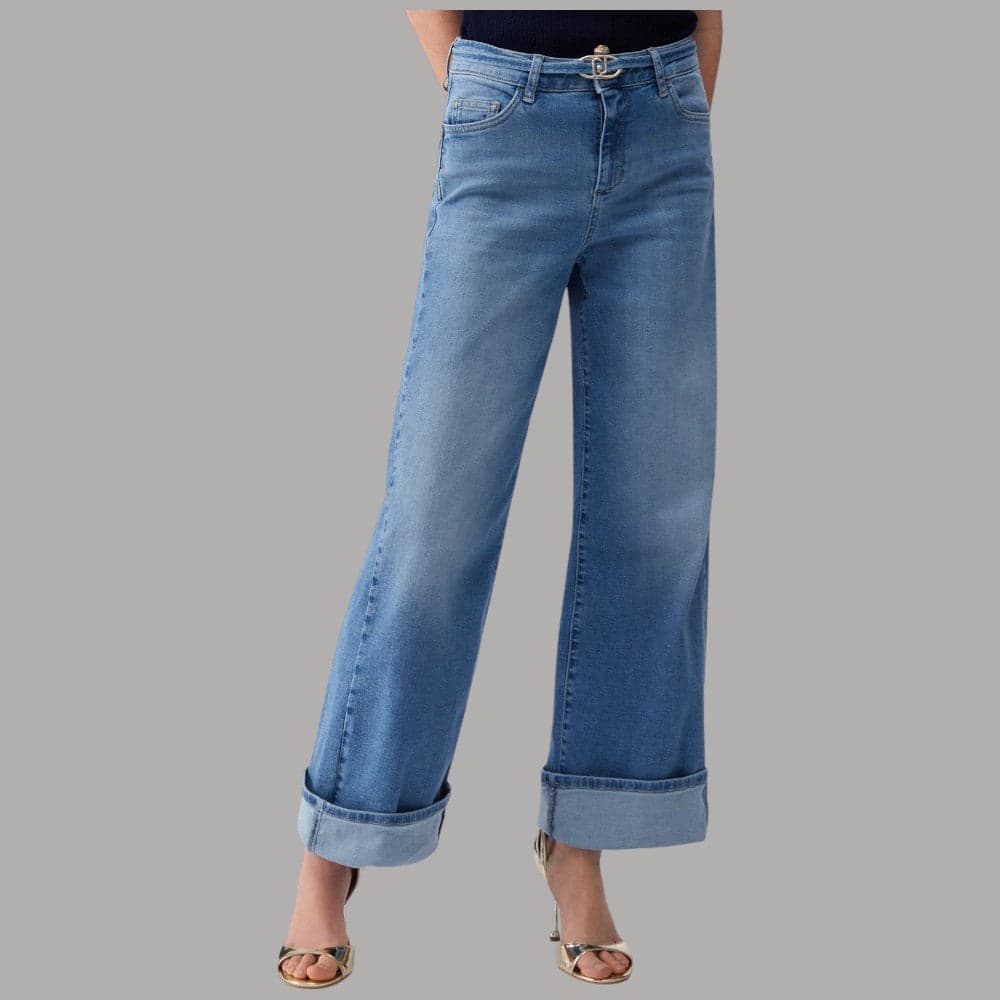 Liu Jo Jeans Flare Vita Alta con Cintura Logo Monogram - 7