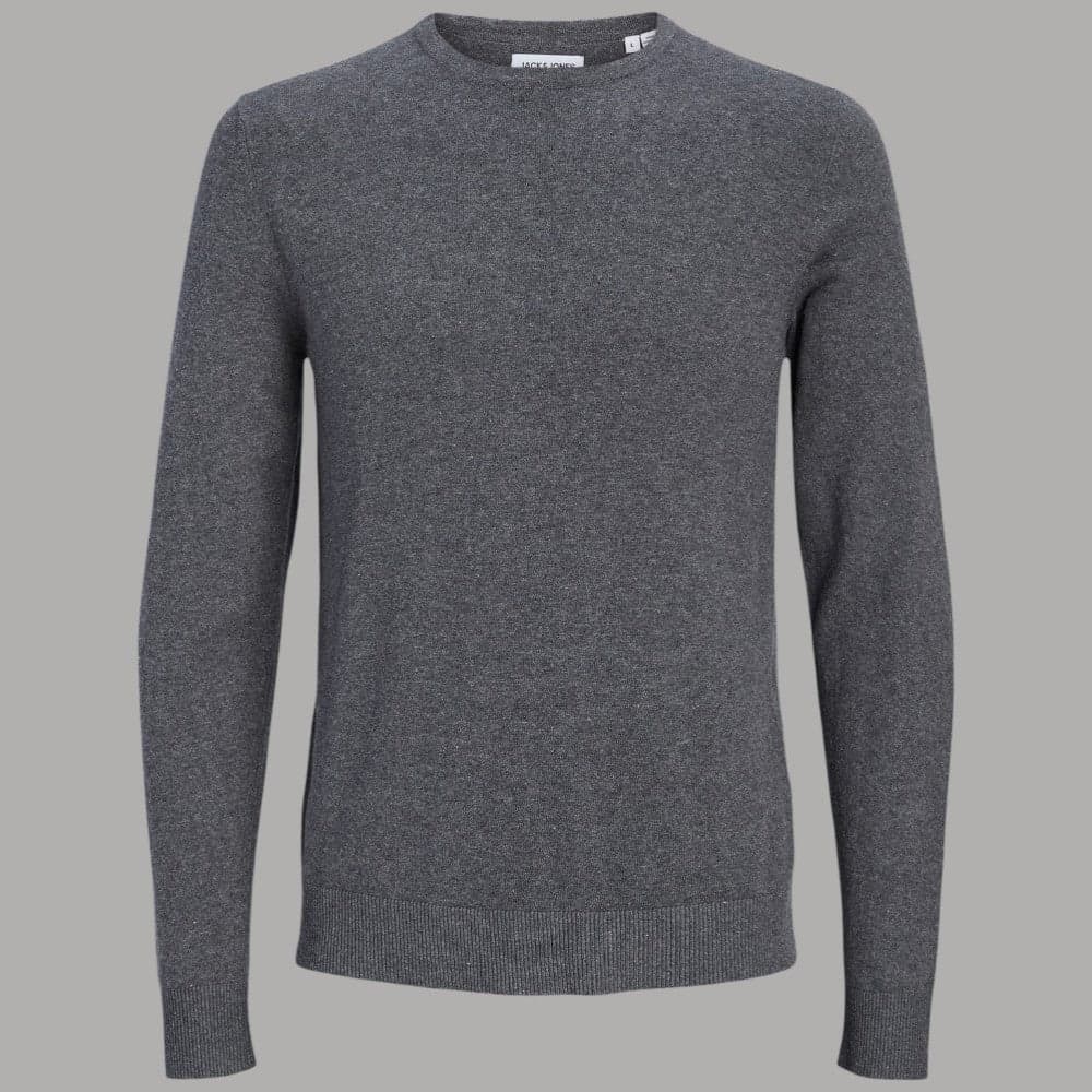 Pullover Uomo Grigio Melange Jack Jones, Girocollo Aderente - 6
