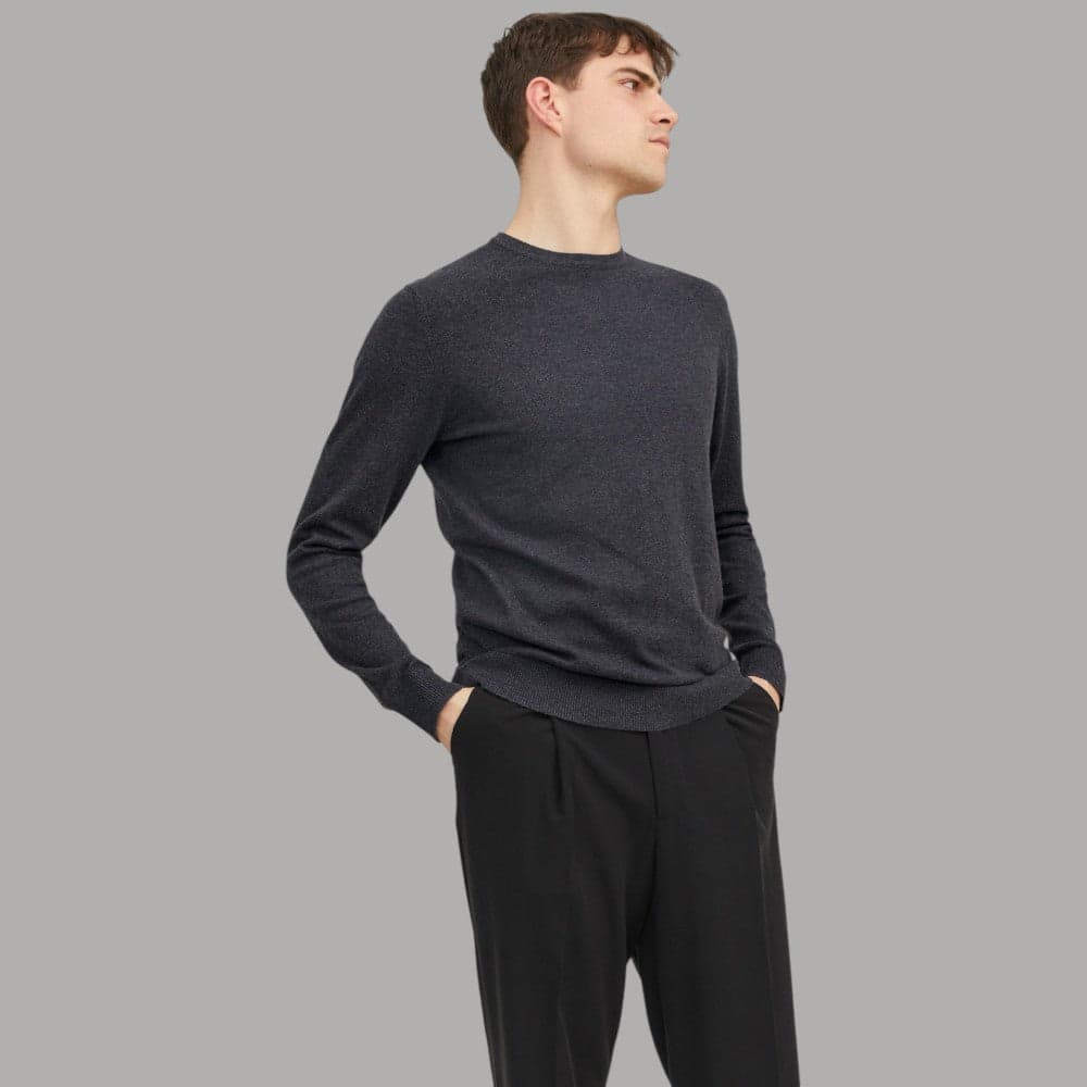 Pullover Uomo Grigio Melange Jack Jones, Girocollo Aderente in Maglioni Prodotti di Classe - Nocera Superiore, commercioVirtuoso.it