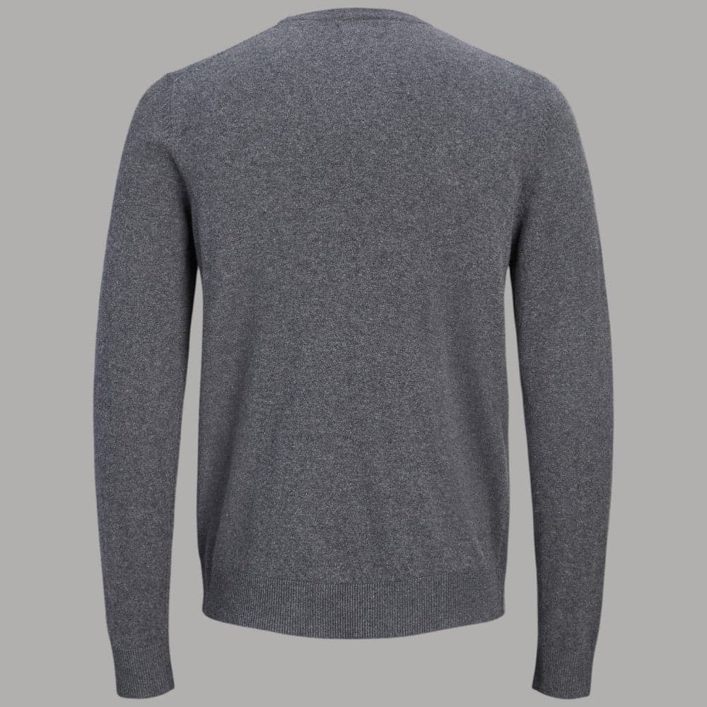 Pullover Uomo Grigio Melange Jack Jones, Girocollo Aderente - 5