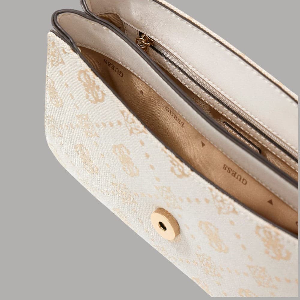 Guess Borsa Melinda a Mano con Tracolla Logo Monogram in Similpelle Bianco - 3