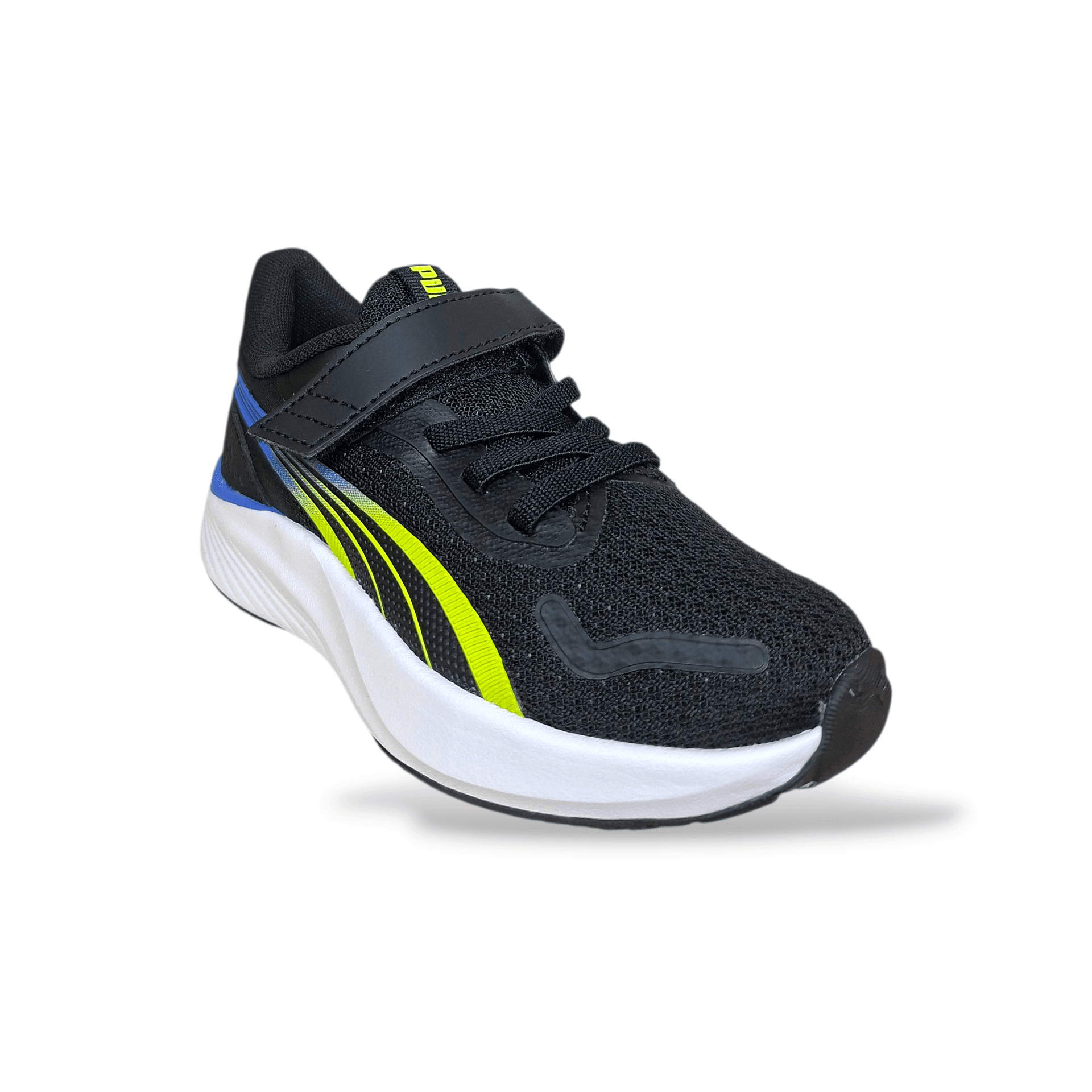 Sneakers bambino PUMA Pounce Lite nero giallo blu bianco con velcro in Ballerine Scarpetteria Gica - Trani, commercioVirtuoso.it