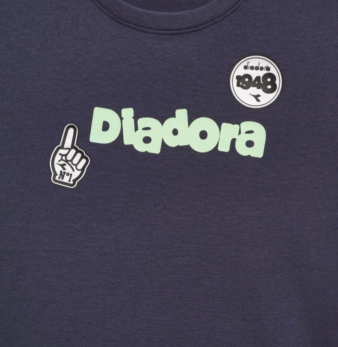 T-shirt Diadora Bambino Blu-Verde con Logo - Collezione PE2026 in Autocategorizzazione Scarpetteria Gica - Trani, commercioVirtuoso.it