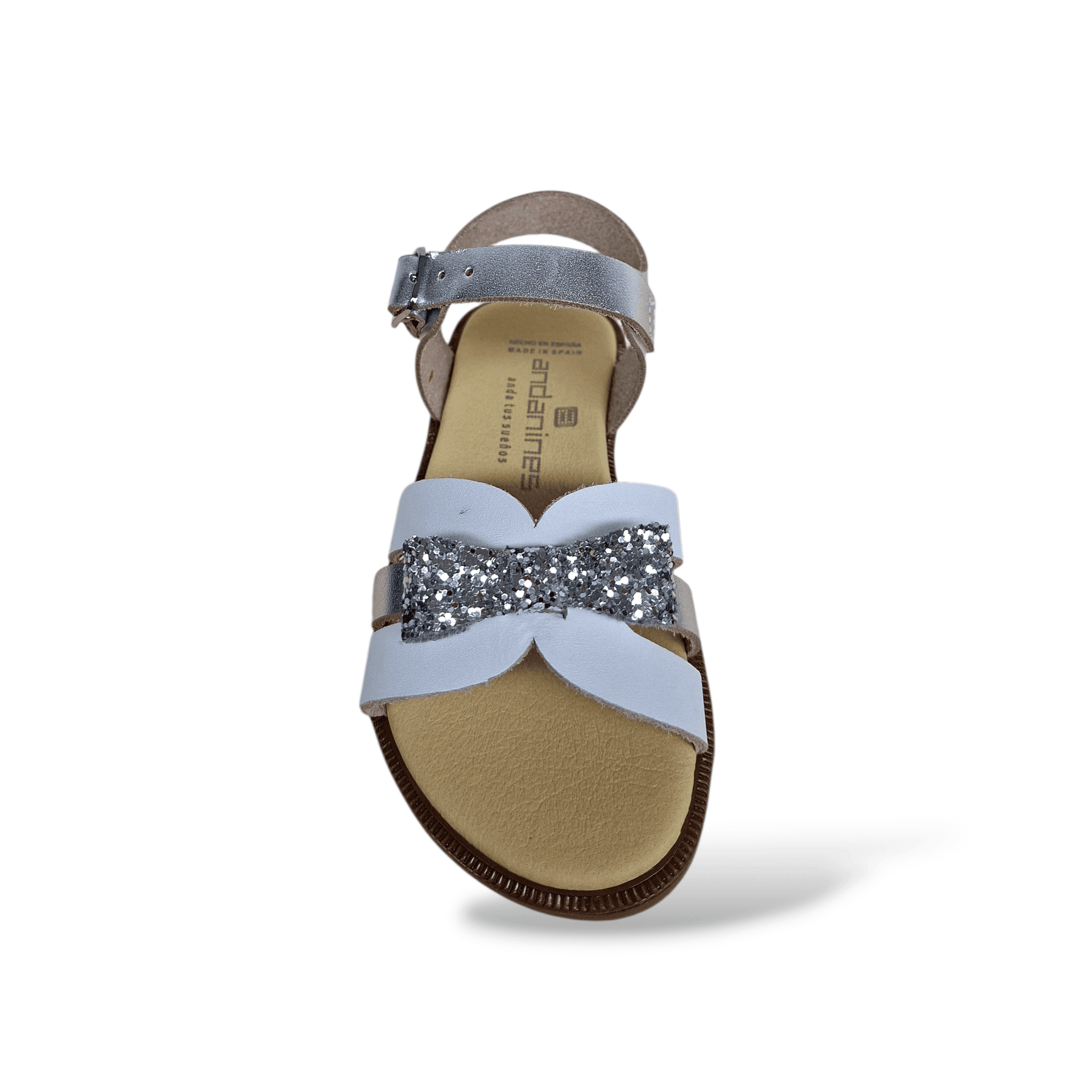 Sandali Bambina Andanines Bianco Argento Cerimonia con Fiocco e Strass - Primavera Estate 2026 in Ballerine Scarpetteria Gica - Trani, commercioVirtuoso.it