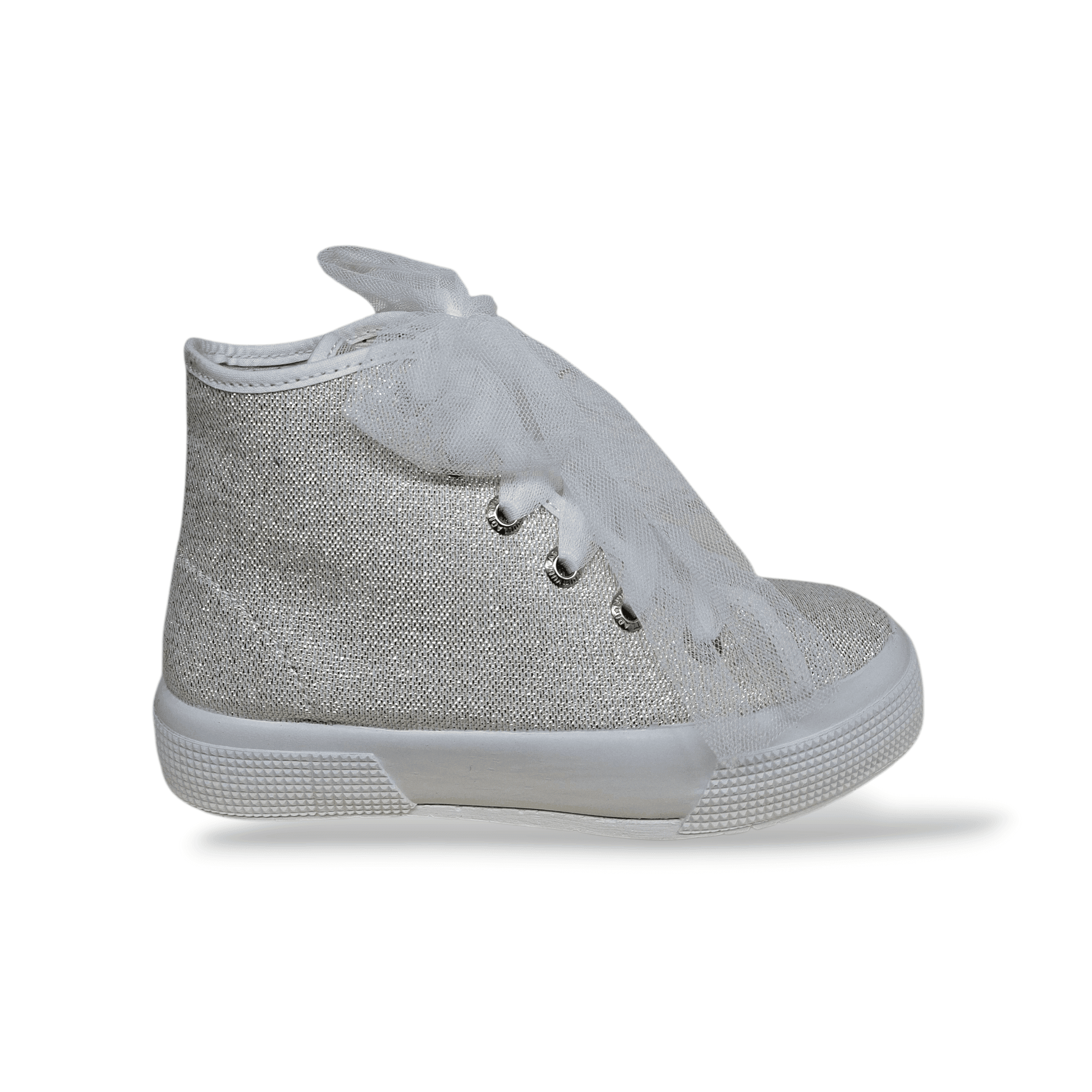 Sneakers bambina VUL-LADI bianco glitter laccio cerimonia eleganti