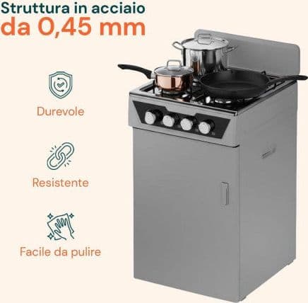 CUCINA A GAS 4 FUOCHI - FORNELLO A GAS 4 FUOCHI CON VANO PORTABOMBOLA | GRIGIO in Autocategorizzazione Più Di Più Ideas - Casalnuovo di Napoli, commercioVirtuoso.it