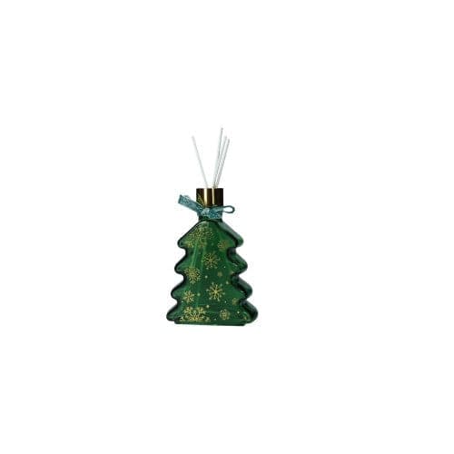 DIFFUSORE DI FRAGRANZA BIANCO NATALE VERDE VETRO C/BASTONCINI   LEGNO/POLIESTERE