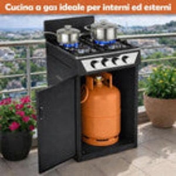 CUCINA A GAS 4 FUOCHI - FORNELLO A GAS 4 FUOCHI CON VANO PORTABOMBOLA | NERO in Autocategorizzazione Più Di Più Ideas - Casalnuovo di Napoli, commercioVirtuoso.it