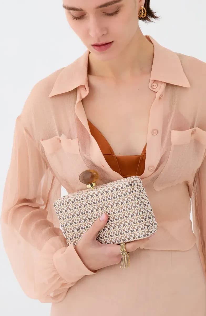 Clutch con tracolla e chiusura pietra | NALÌ - 6