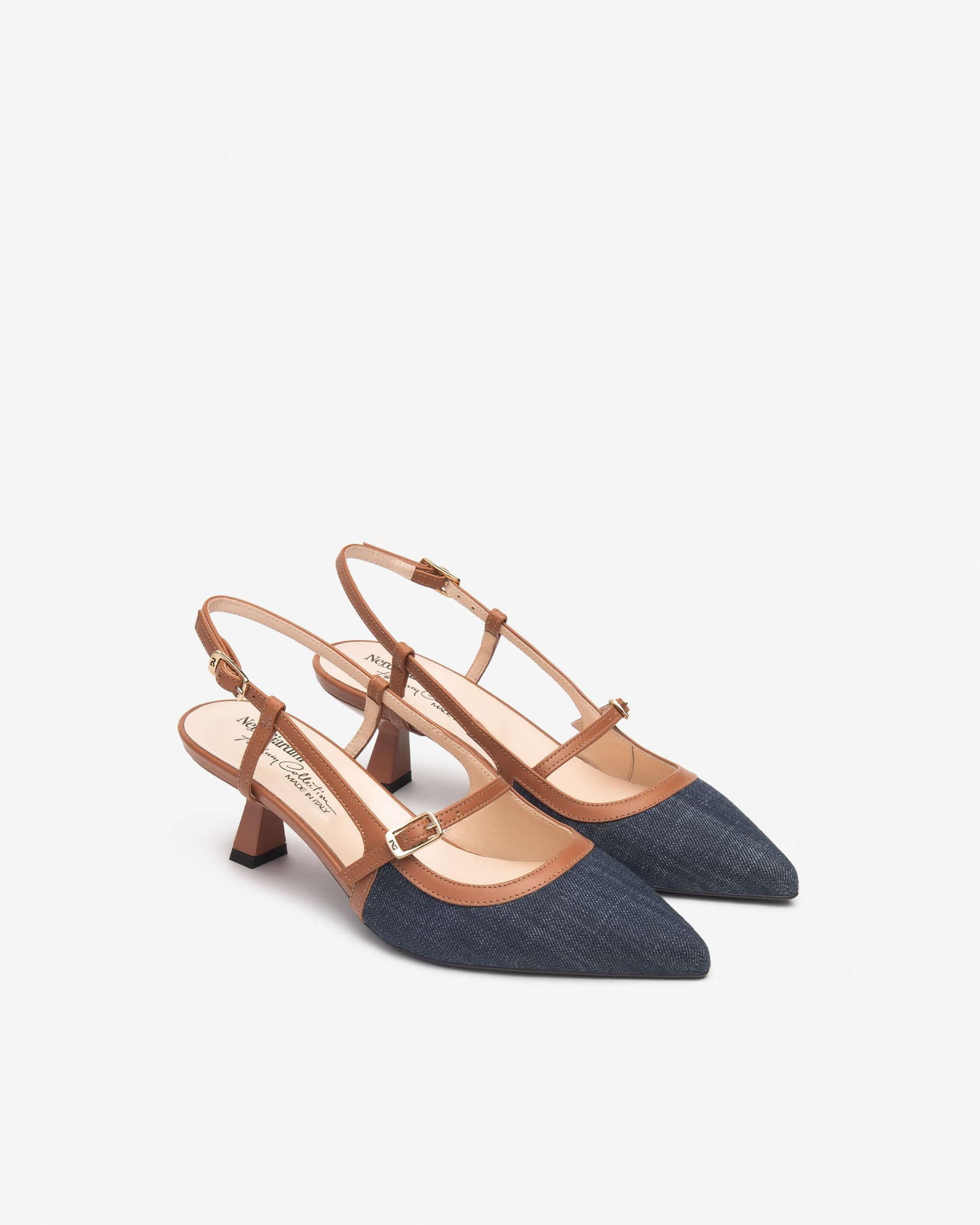 Nero Giardini slingback in jeans e pelle cognac E615470D214 - 2