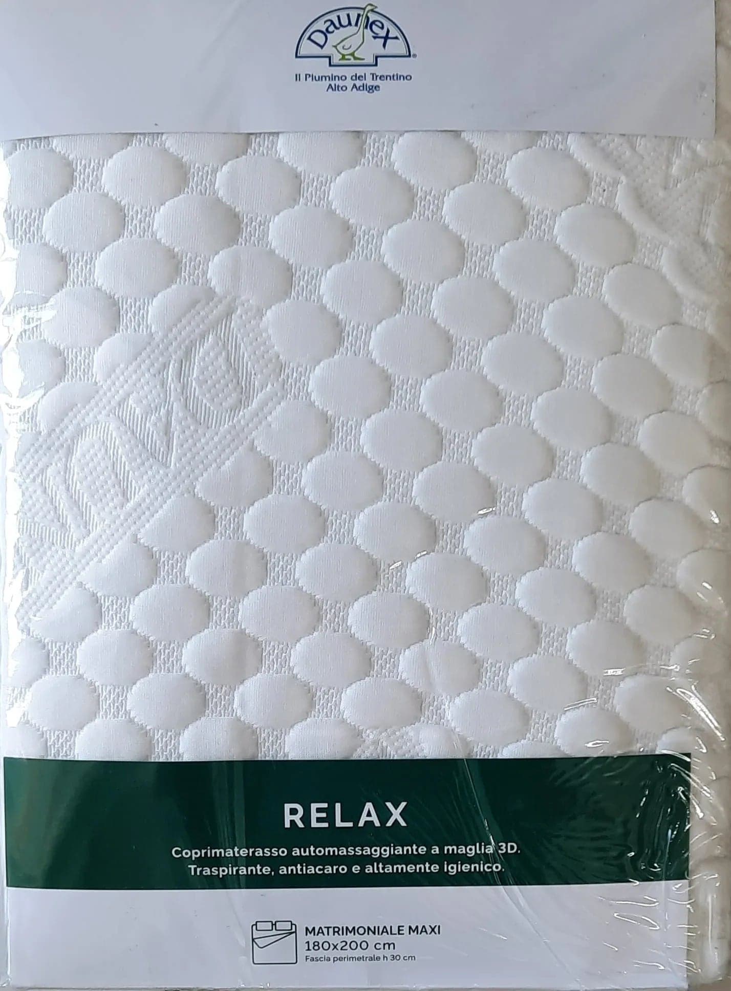 Coprimaterasso Daunex Relax Matrimoniale 180x200 + 30 cm in Autocategorizzazione The King Luxury - San Marcellino, commercioVirtuoso.it