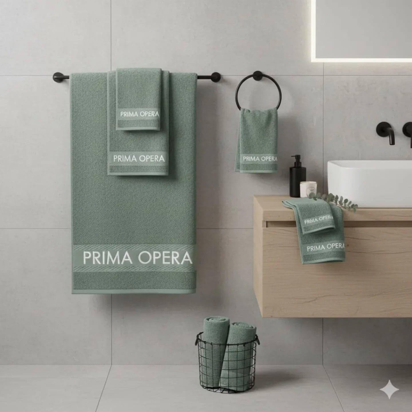 Set 5 Asciugamani Opera Prima Polo Logo in Spugna di Cotone - 3