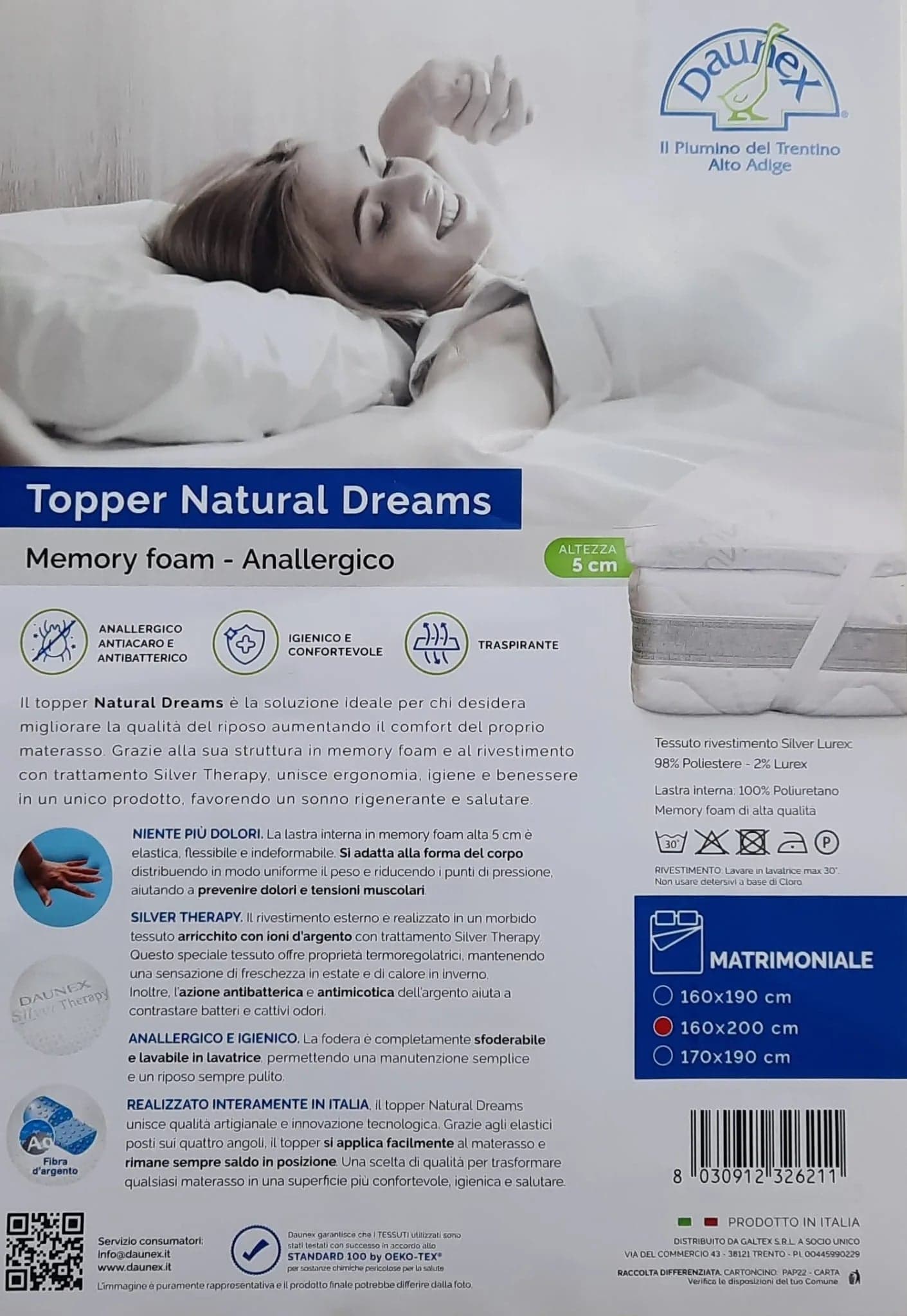 Topper Materasso Daunex Natural Dreams 160x200 cm - 2