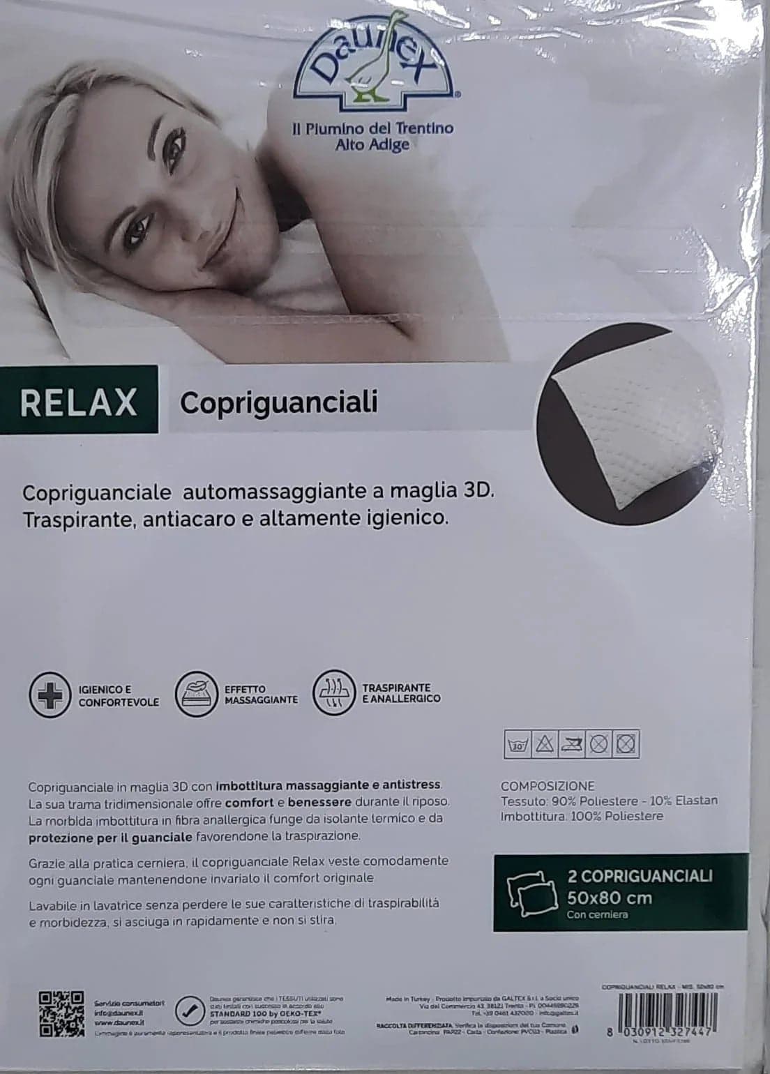 Coppia Copriguanciale Daunex Relax 50x80 cm - 2