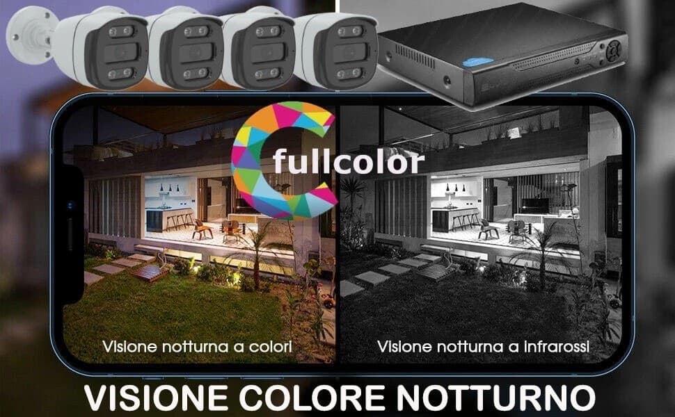 KIT VIDEOSORVEGLIANZA HD 4 CANALI TELECAMERE IP Network POE 6 MPX FULL COLOR NVR - 5