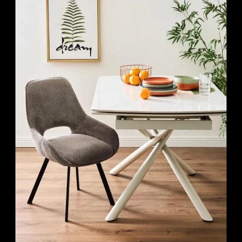 SEDIA KRYSTAL IN TESSUTO MARRONE DIM. 63X57X82CM - 3