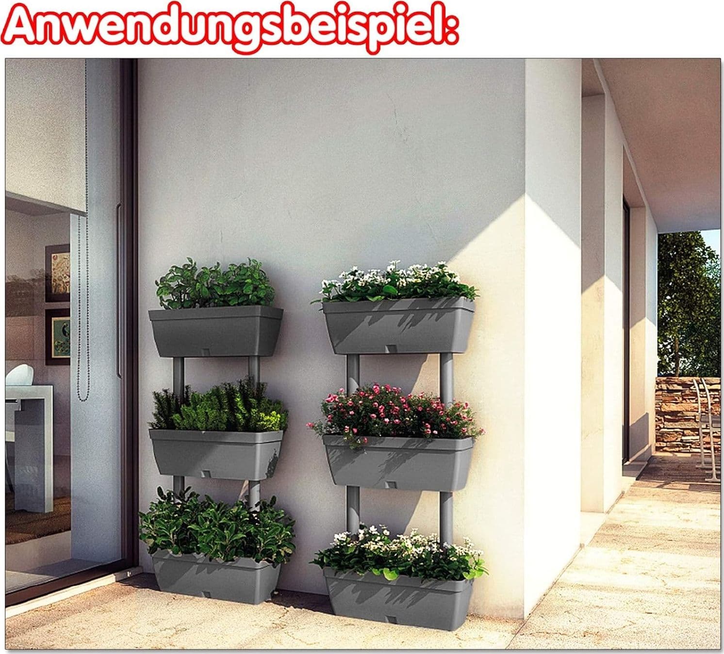 Vaso da Giardino Verticale a 3 Livelli 480x161x h 955 mm - 2