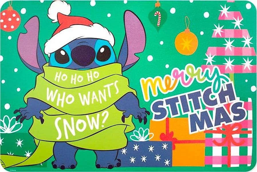 Tovaglietta stitch xmas verde in polipropilene decorata cm 45x30