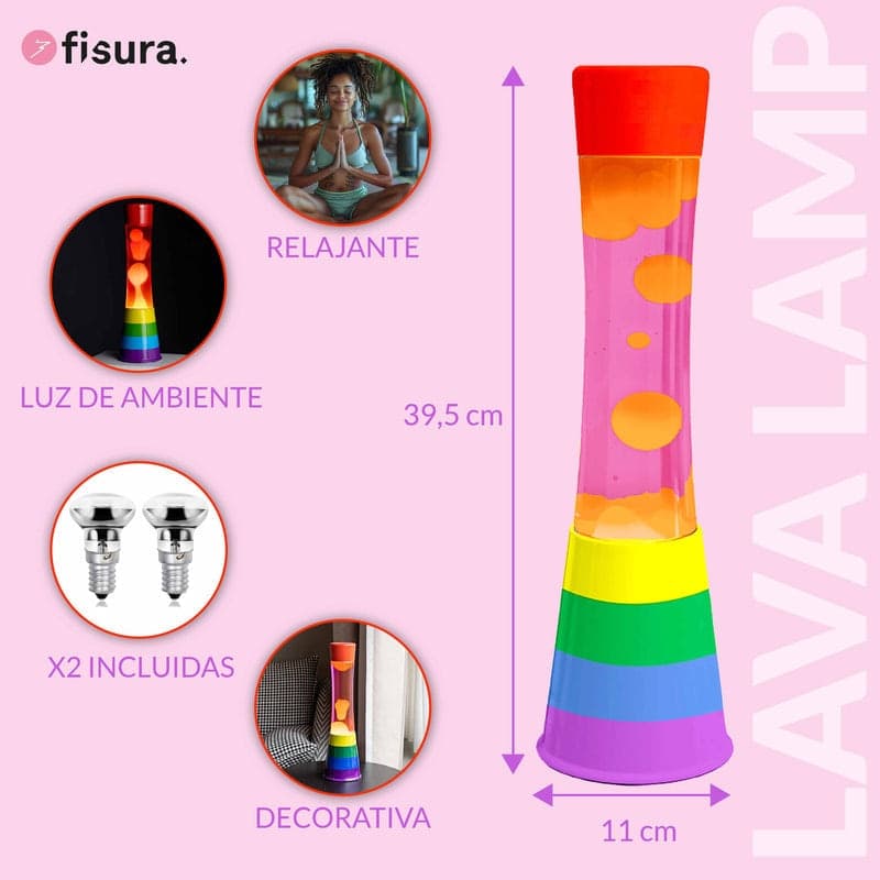 FISURA Lampada lava rainbow lava liquida rosa e arancione - 3