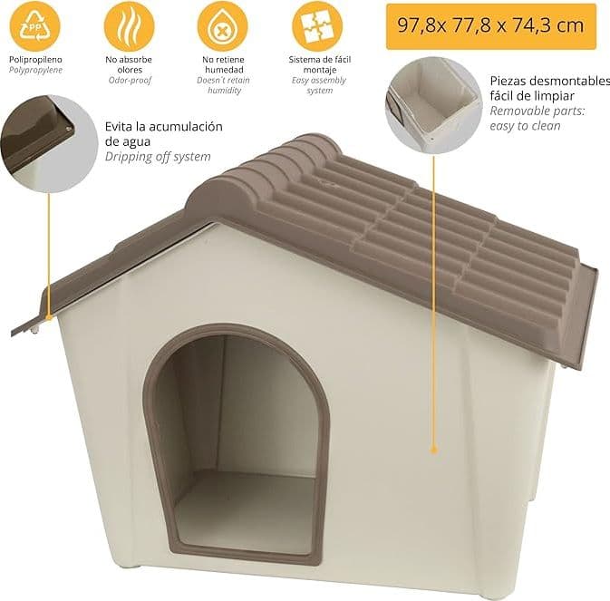 Cuccia Large in resina, tortora e beige L978xP778xH743 mm - 2