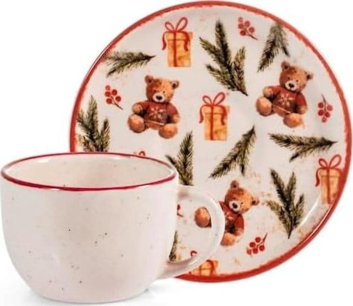 Confezione 4 tazze caffè con piatto teddy hugsH&H