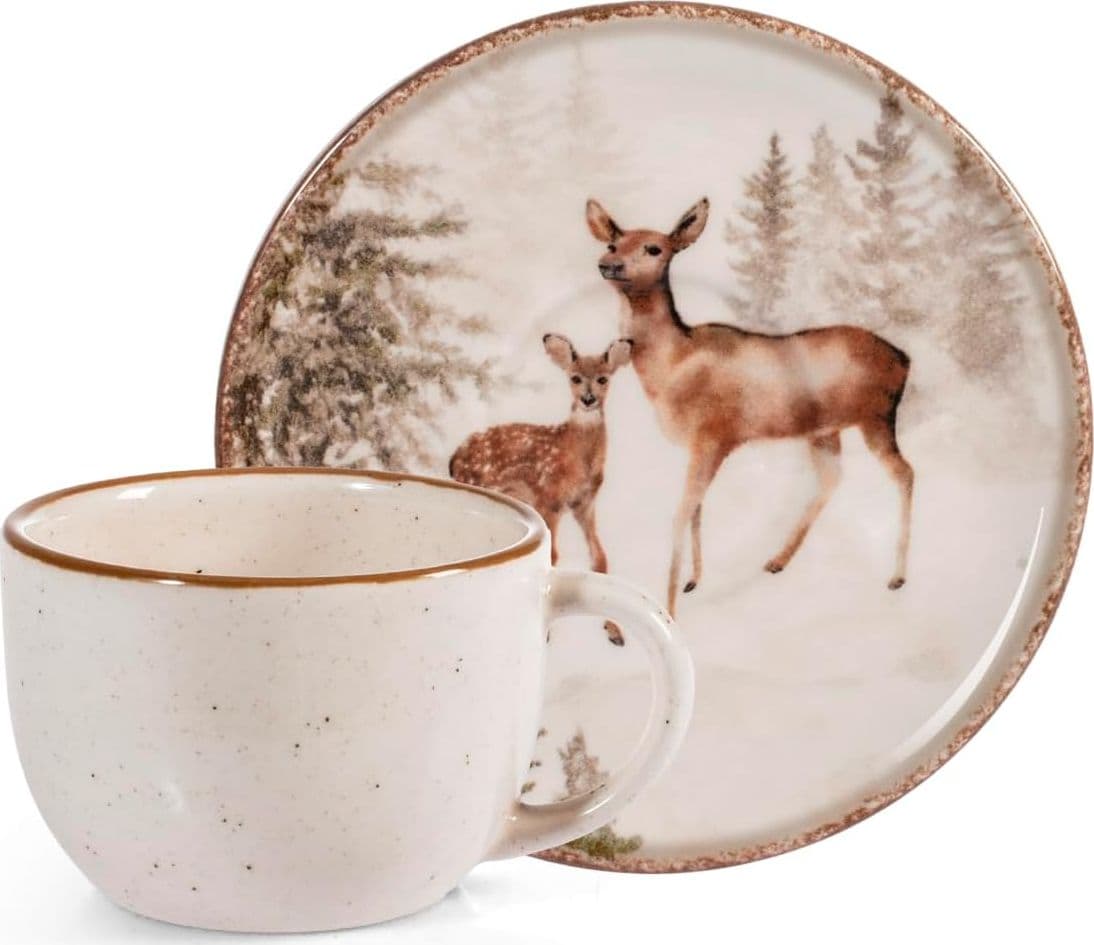 Confezione 4 tazze caffè con piatto magical deerH&H
