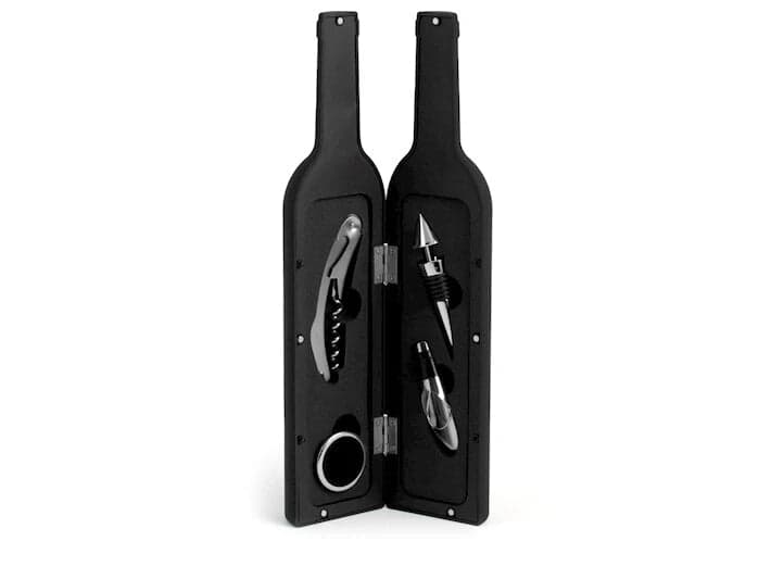 Cofanetto 5 pezzi somelier forma di bottiglia colore nero cH&H