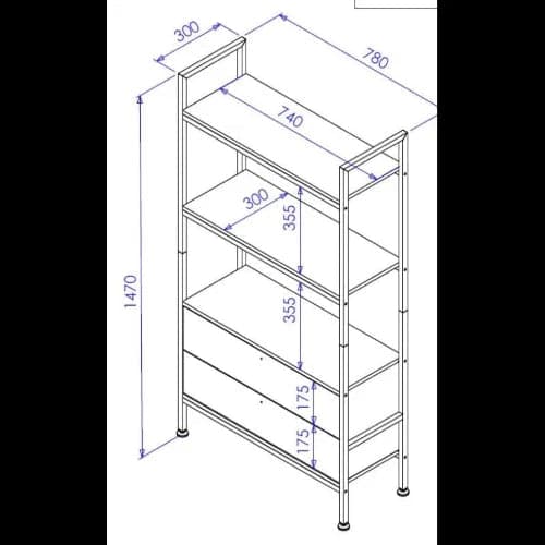 LIBRERIA HAMILTON 2 MENSOLE + 2 CASSETTI DIM. 78X30X147 CM - 2