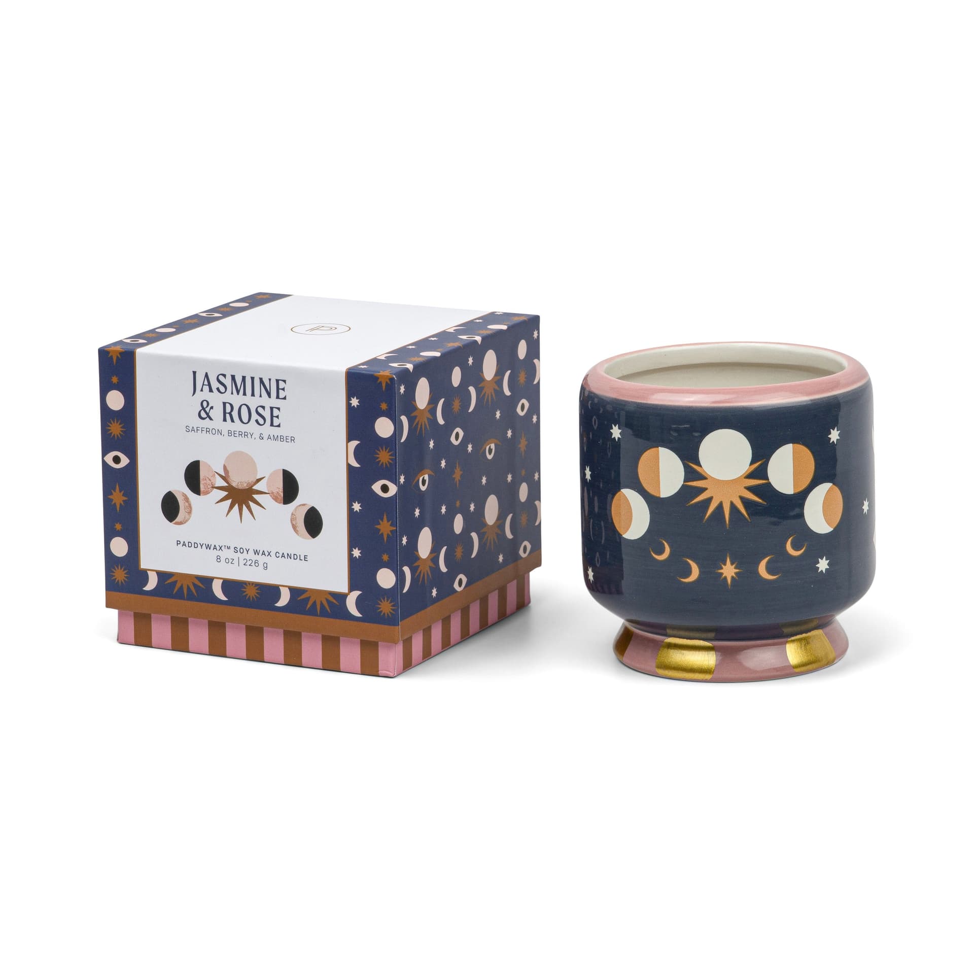 Candela Adopo Moon Phases In Ceramica - Jasmine & Rose - Confezionata in Scatola - 3
