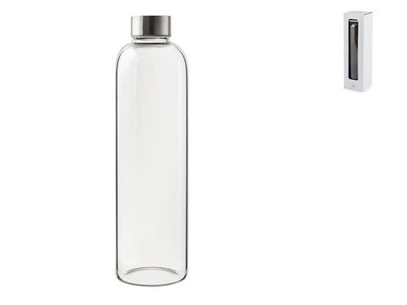 Bottiglia in vetro borosilicato trasparente con tappo in acciaio inox lt 1,0H&H