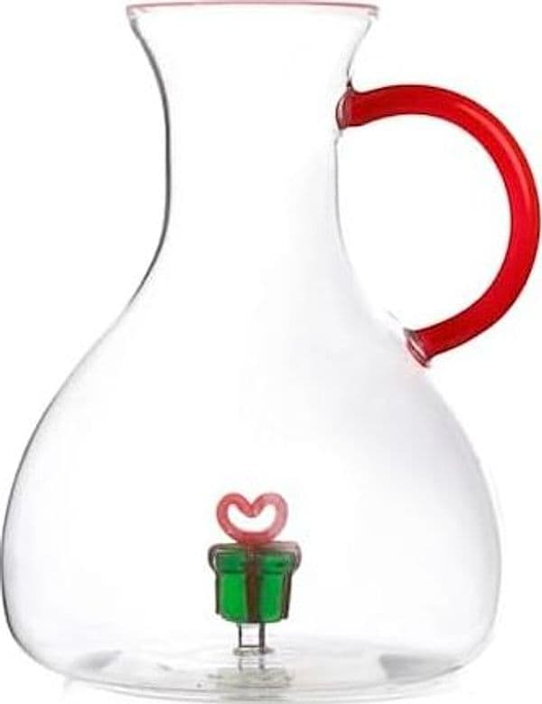 Brocca in vetro borosilicato trasparente con miniatura Pacco regaloH&H
