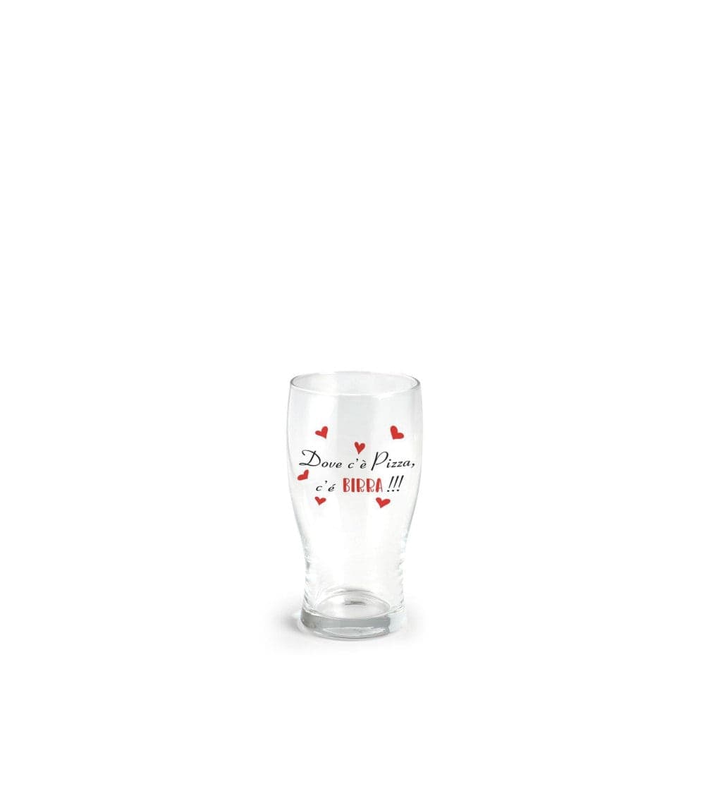 Bicchiere per birra 40 cl con scritta  dove c'è pizza c'è birra