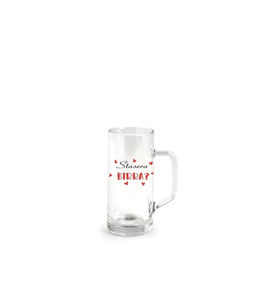 Bicchiere birra con manico 40 cl con scritta stasera birra