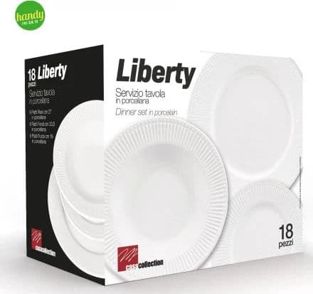 Servizio piatti Liberty 18 pezzi in porcellana bianca - 2