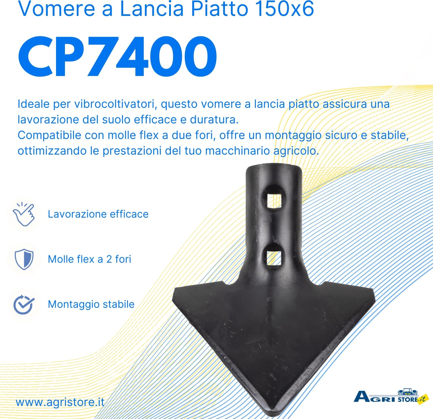 Vomere lancio piatto 150X6/45 per molle per vibrocoltivatori - 6