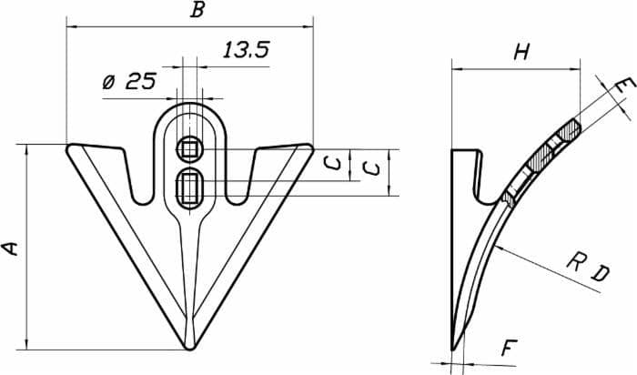 Vomerina Ama per ancora estirpatore da 280x240mm - 2