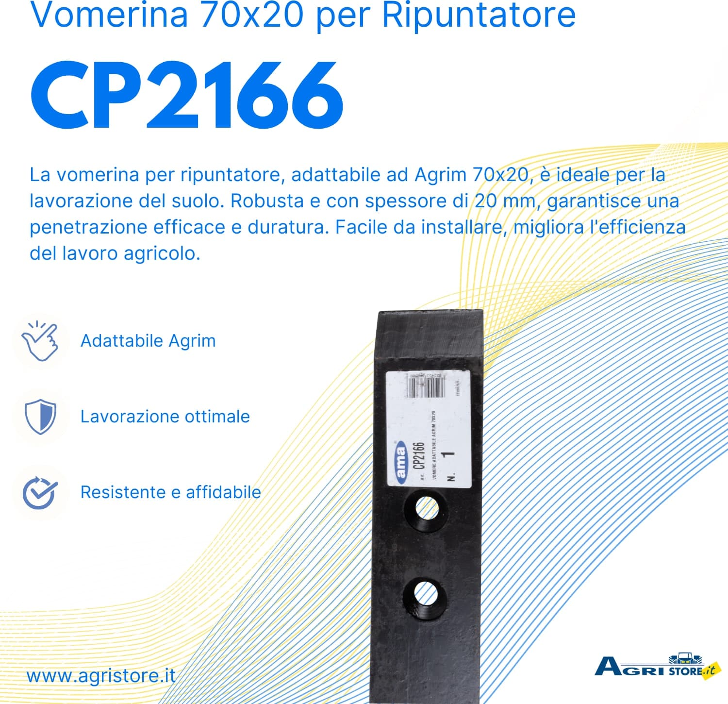 Vomerina per ripuntatore adattabile 70x20 Agrim - 6