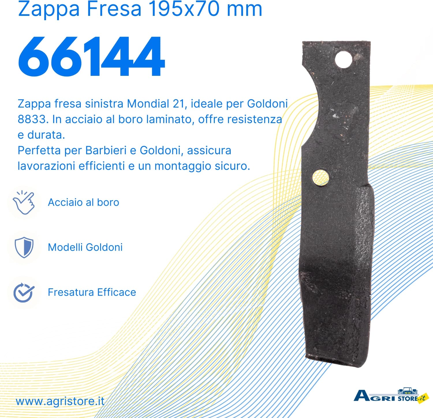 Zappa fresa sx 195x70mm con foro 10,5mm - 6
