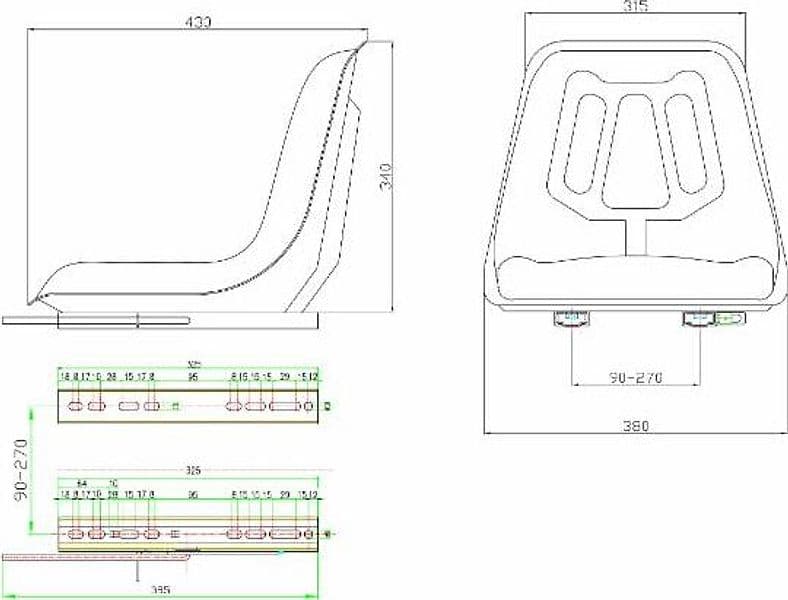 Sedile per macchine di pulizia industriale in sky nero 415x380x350mm - 2