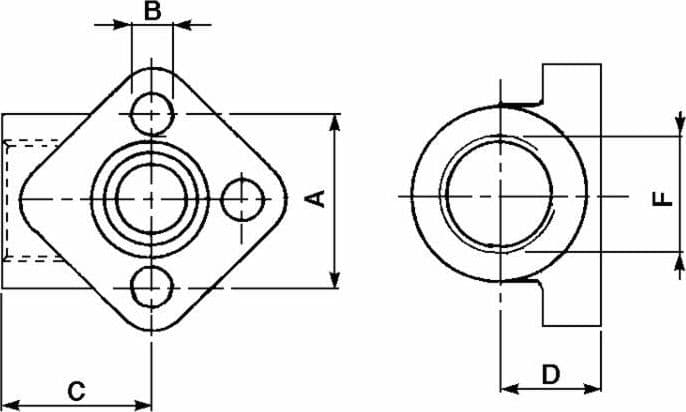 Flangia pompa oleodinamica 3 fori 3/8” interasse 40 - 2