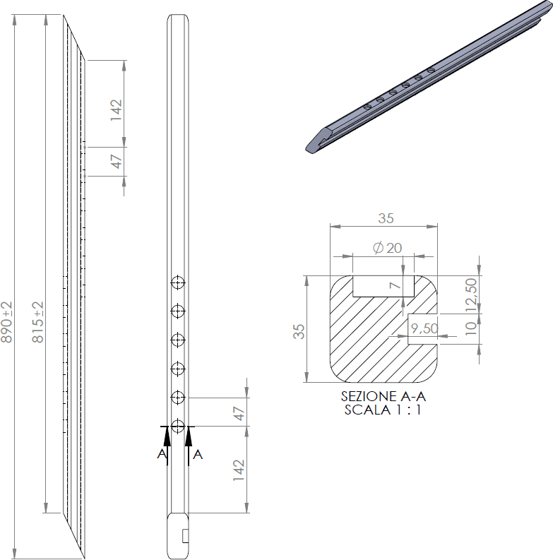 Scalpello sx Ama per aratri adattabile a Sogema e Viviani 35x35 - 5